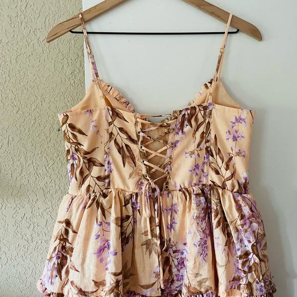 House of Harlow Linen Bustier Lace Up Back Tiered Maxi Dress - Picture 6 of 16